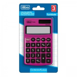 CALCULADORA DE BOLSO ELETRÔNICA TC03 PINK TILIBRA