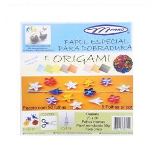 PAPEL ESPECIAL PARA ORIGAMI E DOBRADURA 20X20 50 FLS MENNO