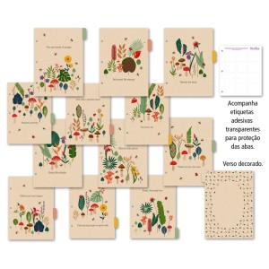 REFIL DIVISORIAS KRAFT CADERNO ARGOLADO LOVE GARDEN FINA IDEIA