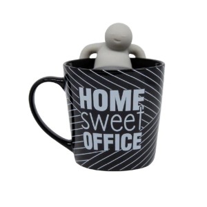 CANECA PORCELANA INFUSOR 350ML HOME SWEET OFFICE ZONA CRIATIVA
