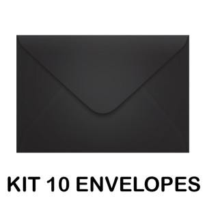 KIT 10 ENVELOPES COLORIDO 160X235MM PRETO