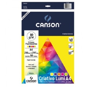 PAPEL CRIATIVO LUMI A4 5 CORES 50FLS 80G CANSON