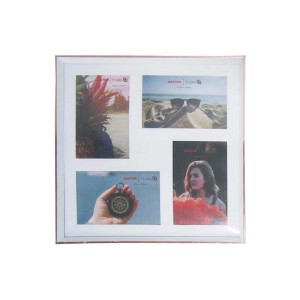 PORTA RETRATO BRANCO E ROSE 4 FOTOS 10X15CM PLÁSTICO