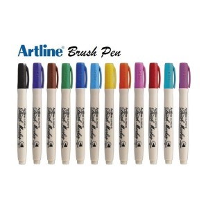 KIT CANETA BRUSH MARKER 12 UNIDS ARTLINE TILIBRA