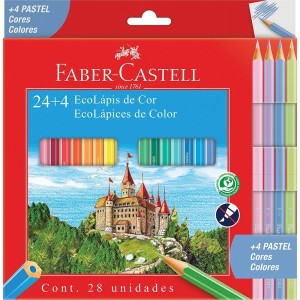 LÁPIS DE COR 24 CORES +4 PASTEL FABER-CASTELL