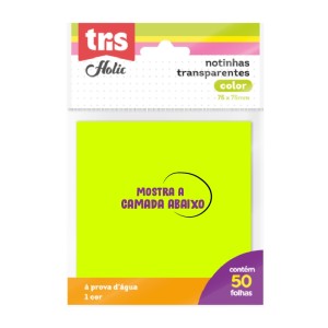 NOTA AUTO TRANSP HOLIC POP AMARELO NEON 75X75MM 50FLS TRIS