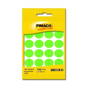 ETIQUETA TP 19MM FLUORESCENTE VERDE 100 UNID PIMACO