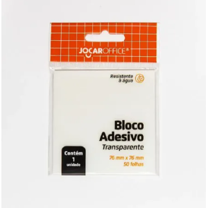 BLOCO ADESIVO TRANSPARENTE 76MMX76MM 50FLS JOCAR