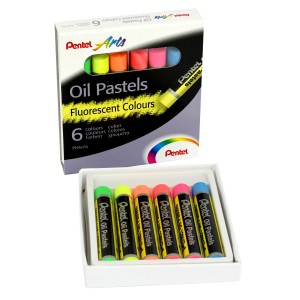 GIZ PASTEL OLEOSO COM 6 CORES FLUORESCENTE PENTEL
