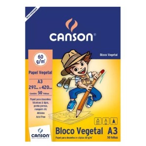 BLOCO DE PAPEL VEGETAL A3 60G 50 FOLHAS CANSON