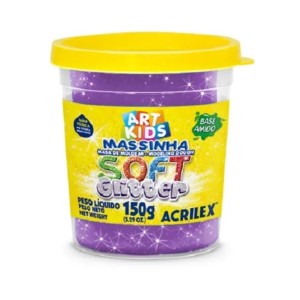 MASSINHA DE MODELAR SOFT GLITTER 150G VIOLETA 207 ACRILEX