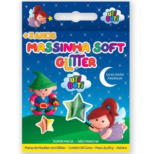 MASSINHA DE MODELAR SOFT COM GLITTER 6 CORES 90G UTI GUTI