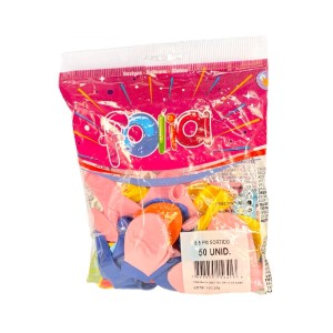 BALÃO LISO SORTIDO 6,5 HAPPY 50 UNID