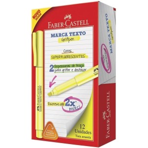 CANETA MARCA TEXTO GRIFPEN AMARELO  12 UNIDS FABER-CASTELL