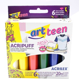 TINTA PARA TECIDO EXPANSÍVEL ACRIPUFF C/ 6 CORES ACRILEX