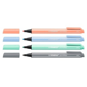 CANETA POINTMAX 0.8MM PASTEL 4 UNIDS STABILO
