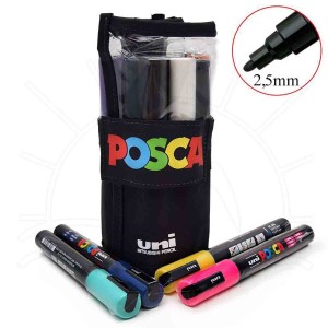 ESTOJO CANETA POSCA ROLLERSET C/ 12 CORES PC-5M
