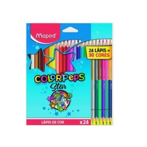 LÁPIS DE COR TRIANGULAR COLOR PEPS 24 LÁPIS 30 CORES MAPED