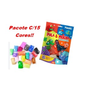 MASSA DE EVA PULA E MOLDA 15 CORES GRUPO MAGIC