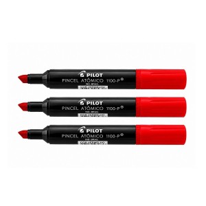 KIT MARCADOR PINCEL ATÔMICO 1100-P VERMELHO 3 UNIDS PILOT