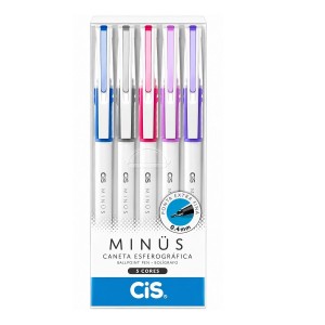 CANETA ESFEROGRÁFICA MINUS COM 5 CORES CIS