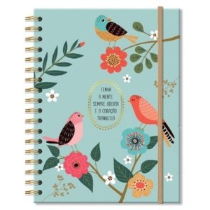 CADERNO COLEGIAL 10 MATERIAS PÁSSAROS FINA IDEIA