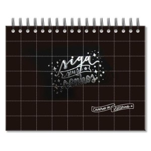 CADERNO DE LETTERING PRETO QUADRICULADO C/ 40 FOLHAS PRETAS FINA IDEIA