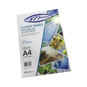 PAPEL GLOSSY PARA IMPRESSÃO EM JATO DE TINTA 180G 50FLS MENNO