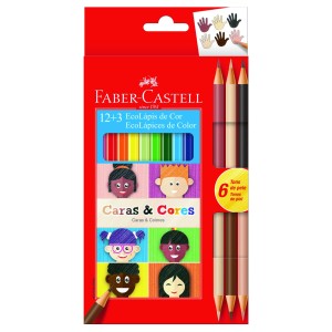 ECOLÁPIS DE COR 12+3 CARAS E CORES FABER-CASTELL