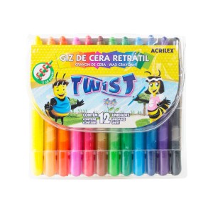 GIZ DE CERA RETRÁTIL TWIST 12 CORES ACRILEX