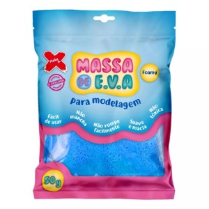 MASSA DE E.V.A FOAMY PARA ARTESANATO 50G AZUL CLARO MAKE+