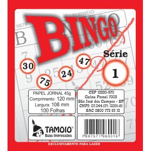 BLOCO DE CARTELA DE BINGO JORNAL COM 100 FOLHAS TAMOIO