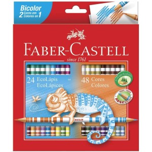 ECOLÁPIS DE COR BICOLOR 24 LÁPIS 48 CORES KIT FABER-CASTELL