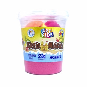 AREIA MÁGICA 550G ROSA MARAVILHA + 3 MOLDES GRÁTIS ACRILEX