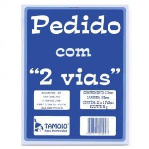 BLOCO TALÃO DE PEDIDO C/ 2 VIAS 25X2 FOLHAS 163X213MM TAMOIO