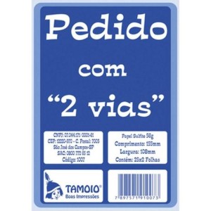 BLOCO TALÃO DE PEDIDO C/ 2 VIAS 25X2 FOLHAS 108X155MM TAMOIO