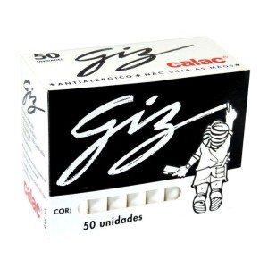 GIZ ESCOLAR PLASTIFICADO ANTIALÉRGICO BRANCO 50 UNIDS CALAC