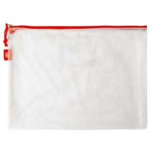 PASTA ZÍPER PQ TRANSP. VERMELHO DE NYLON TRANÇADO - YES