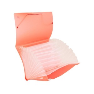 PASTA SANFONADA 12 DIVISOES A4 -COLOR GRID VERMELHA