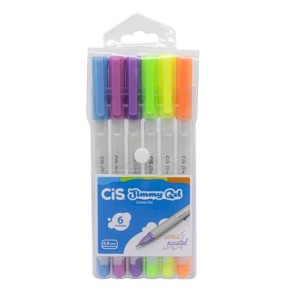 CANETA JIMMY GEL ESTOJO COM 6 UNID CORES PASTEL CIS