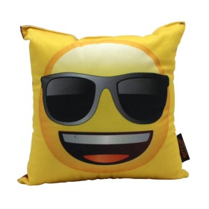ALMOFADA FIBRA VELUDO 25X25CM EMOJI BRAVO E TOMANDO SOL ZONA CRIATIVA