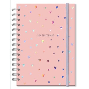CADERNO CLÁSSICO CORAÇÕES HOLOGRÁFICOS FINA IDEIA