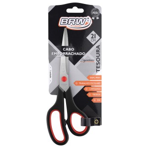 TESOURA DE AÇO INOX 21CM CABO EMBORRACHADO BRW