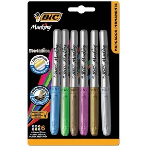 PINCEL MARCADOR PERMANENTE MARKING METÁLICO 6 CORES BIC